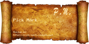 Pick Márk névjegykártya